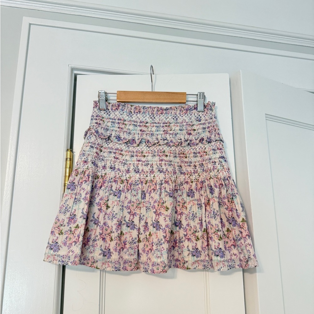 LoveShackFancy Pastel Floral Mini Skirt
